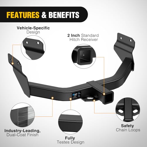 Image of Nilight Class 3 Trailer Hitch Fits Dodge Durango 2011-2024 & Jeep Grand Cherokee 2012-2021 2-inch Hitch Receiver Multi-Fit Hitch to Receive Ball Mount Cargo Carrier Bike Rack Tow Hook