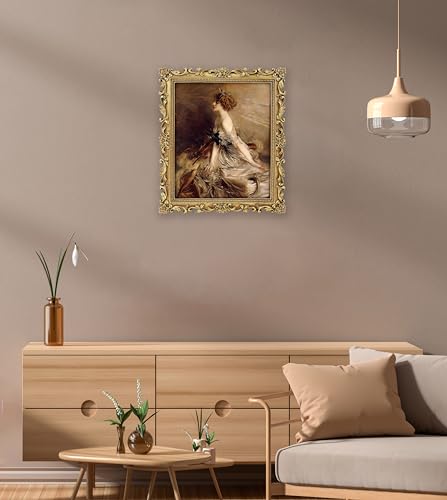 Image of Gold 8x10 Picture Frame Vintage Picture Frames Antique Ornate | Real Glass, Wall or Tabletop Display, Matted to 5x7 Photo