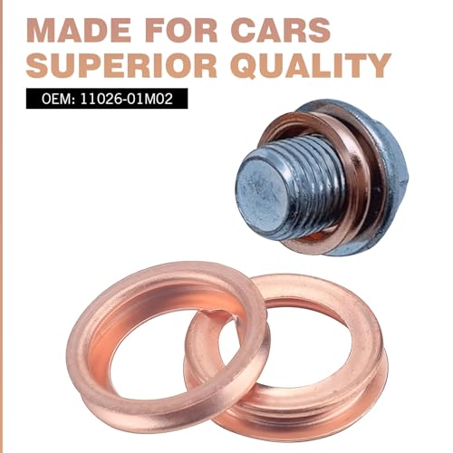 Image of 24 PCS M12 Oil Drain Screw Gasket, T2 Copper Engine Oil Drain Plug Compression Sealing Washer, Compatible with Nissan X-Trail New Nissan Teana /Sunny Livina Sylphy Tiida (Gold)