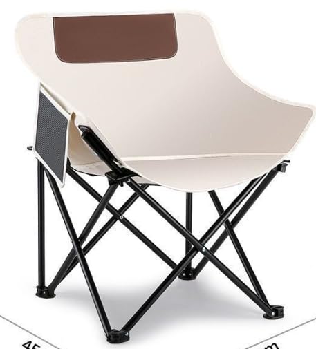 LoreenCar Folding Chair Camping Lightweight & Compact Folding Chairs for Camping, Garden, and Beach | Kids & Adults Moon Chair Fishing Chair Outdoor Product (Off-white)