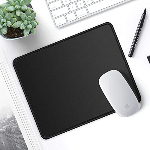Image of Mouse Pad with Non-Slip Rubber Base, Premium-Textured & Washable Computer MouseMat with Stitched Edges, Mouse Pads for Computers, Laptop, Gaming, Office & Home, 24 x 20 cm, Black