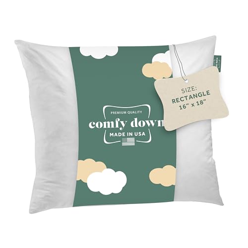 Image of ComfyDown 16x18 Throw Pillow Insert, Down & Feather Fill, 100% Cotton Cover, Made in USA - Premium Soft Decorative Pillow Form Sham Stuffer for Bed, Sofa & Couch