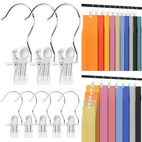 20 Pack Trouser Hangers w/Rubber Coated, Portable Hanger Clips for Travel, Leggings Organizer for Closet Space Saving, Holds Hats Boots Skirts Shorts Jeans (White)