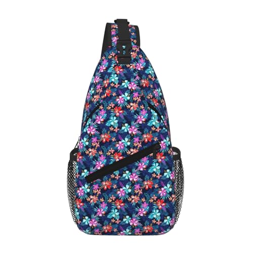 Sac à dos bandoulière léger et compact avec motif floral bleu