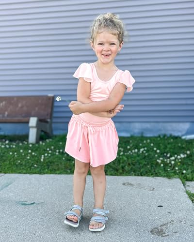 Image of Stelle Girls Flowy Shorts with Pockets Athletic Running Skirt High Waist Butterfly 2 in 1 Sports Short 5-16 Years