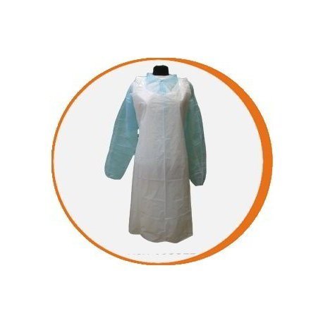Delantal desechable blanco Polietileno. Caja 1000 uds