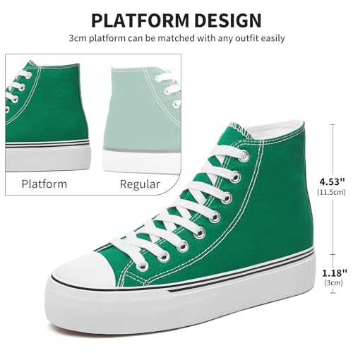 Image of FRACORA Womens High Top Canvas Shoes White Black Platform Sneakers Lace Up Shoes for Women