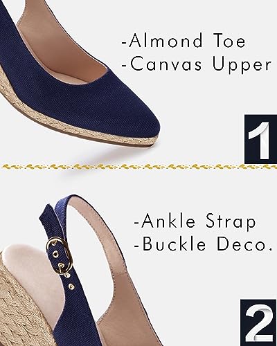 Image of Juliet Holy Womens Wedge Sandals Espadrilles Closed Toe Slingback Buckle Strap Comfortable Casual Summer Wedges Shoes