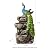 Glitzhome Outdoor Water Fountain,20.5" H Polyresin Outdoor Fountain with Lights, 4-Tierd Peacock W/Stacked Stone Decorative Waterfall Feature Garden Fountain with Pump for Garden, Patio, Porch Decor
