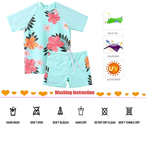 Toddler Girls Rash Guard Short Sleeve Two Piece Swimsuits for Girls Swimwear Kids Surfing Suit UPF 50+ 3-10 Years…4