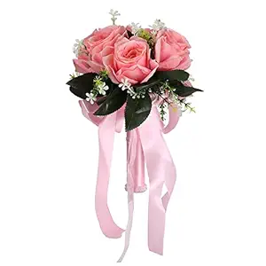 Excluzo Set of 2 Wedding Fake Bouquet, Environment Friendly Fake Flowers Decoration for Dance Parties for Parties for Wedding Celebrations for Outdoor(Pink)