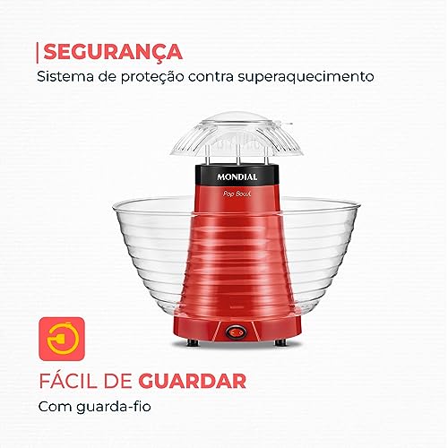 Pipoqueira Pop Bowl, Mondial, Vermelho, 1200W, 110V - PP-05 glide