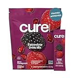 Cure Hydrating Electrolyte Mix | Powder for Dehydration Relief | FSA & HSA Eligible | Made with Coconut Water | No Added Sugar | Vegan | Paleo Friendly | Pouch of 14 Packets - Berry Pomegranate