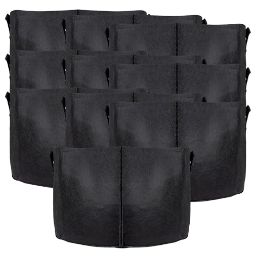 INTIRILIFE 10 sacos de feltro de 113 litros, 30 galões, 60 x 40 cm, vaso de tecido não tecido com asas para jardim, estufa, etc.