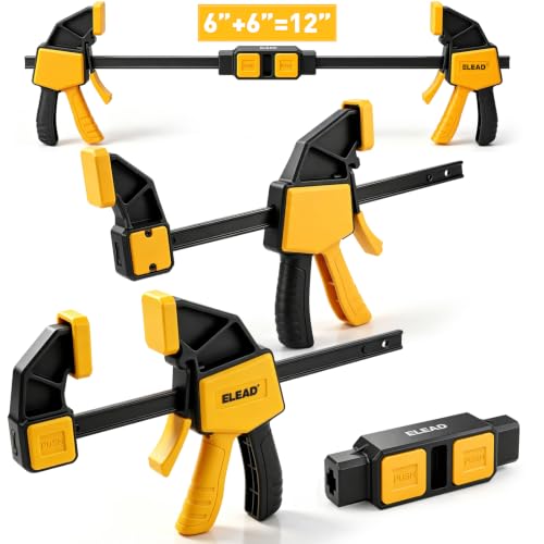 Image of 3-Pack Wood Clamps for Woodworking, 6 Inch Bar Clamps with Clamp Connector, Quick-Release Wood Clamps with 150 LBS Load Limit, Trigger Clamp Set for Woodworking DIY Projects