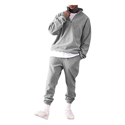 SADUORHAPPY Joggingdräkt herr, män enfärgad sportdräkt träningsoverall set 2-delad outfit fritidsoverall tracksuit med huva och fickor Casual gym sport streatwear hoodie-sportbyxor