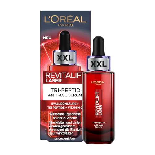 LOréal Paris XL Anti-Aging Serum Straffendes Tri-Peptid Gesichtsserum gegen Falten 3in1 Wirkung mit Argireline-Peptid Hyaluronsäure & Vitamin C AMAZON EXKLUSIV Revitalift Laser 1 x 50ml