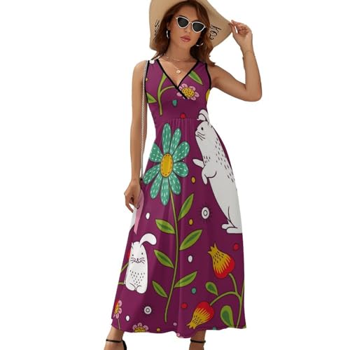 Robe longue d'été sans manches col V robe maxi décontractée chic pour femme active - 6