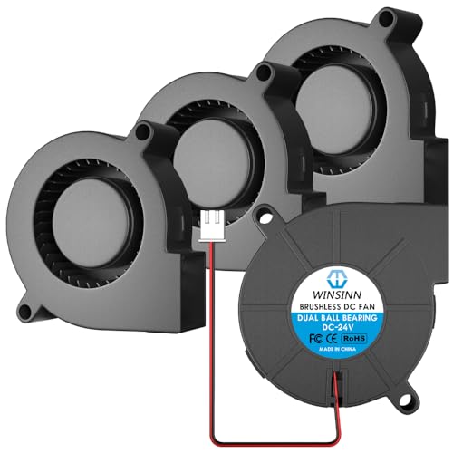 WINSINN 50mm Gebläse Lüfter 24V 5015 Doppelkugellager 50x15mm Turbinen Turbo - Hoch Geschwindigkeit (4 Stück)