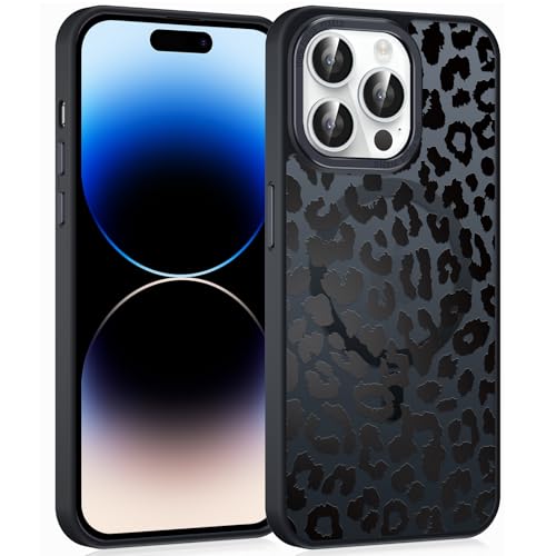 Coque iPhone 13 Pro Max compatible MagSafe motif guépard noir antichoc