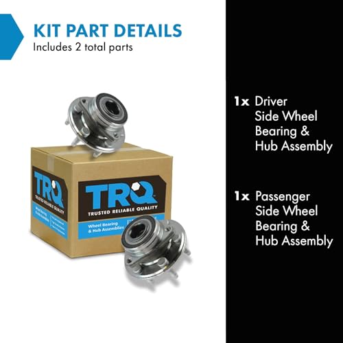 Image of TRQ Driver and Passenger Side Wheel Bearing and Hub Assembly Set 2 Piece Compatible with 2010-2016 Cadillac SRX 2011 Saab 9-4X