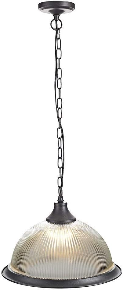 Dark Rustic Bronze American Diner Glass Pendant Light Fitting by Happy Homewares