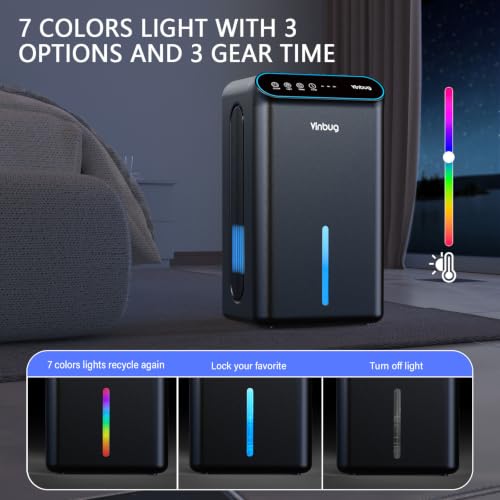 Image of Dehumidifier for Home (98 OZ, 1000 sq ft), Small Quiet Dehumidifiers with Drain Hose, Auto Shut-Off, Sleep Mode, 3 Timer Modes, for Bedroom, Bathroom, Basement (CT6-Light Black)