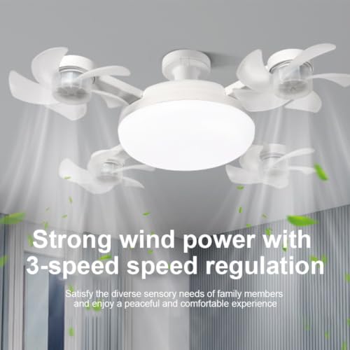 Ceiling Fan with Lights and Remote 3-4 Heads Ceiling Fans LED 3 Speeds Modern Fan 3 Color Light Adjust Dimmable Stepless 2/4H timing Light Fan for Bedroom Living Room Closet Kitchen(four heads) - 4