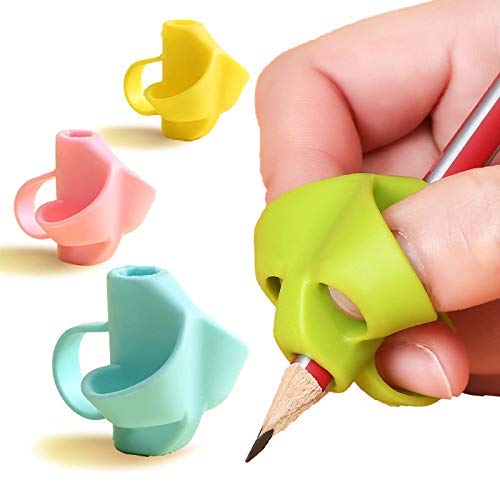 Silicone Pencil Grips Two-Finger for Kids Handwriting Pencil Holder for Children Preschoolers Writing Training Gripper Set for Kids, Soft, Non-Toxic (Set of 3)