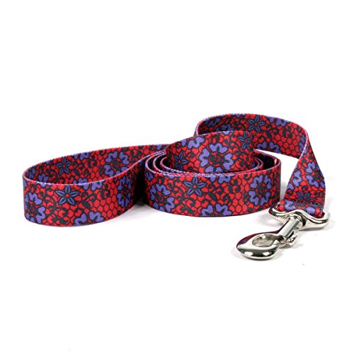 Yellow Dog Design Red Lace Flowers Dog Leash, Large-1" Wide and 5' (60") Long Cover