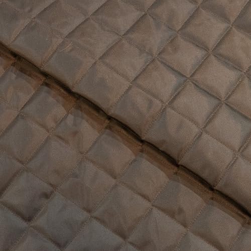 Quilted Waterproof Fabric 4oz Polyester with 100gsm Wadding 150cm Width Box Design - Supplied by the Metre as One Continuous Length (Chocolate, Per Metre (as one Continuous Length))