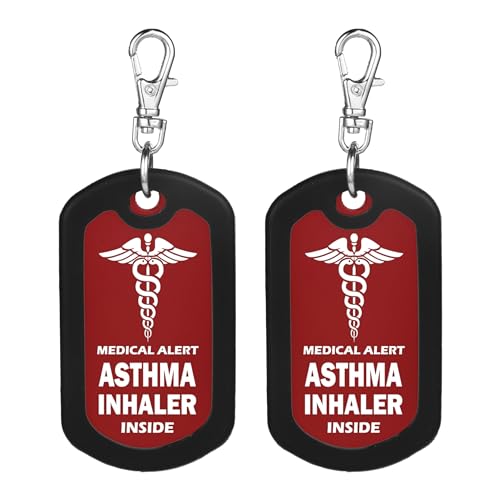 mnmoom 2pcs Asthma Inhaler Inside Tag-Red Medical Alert Zipper Pull Bag Tag