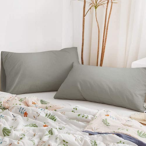 Image of Soft Pillow Covers 19 x 30 Inches - 100% Egyptian Cotton 400 Thread Count Set of 2 Pillow Cover Set Envelope Closure Hotel Quality Pillowcase - Gray
