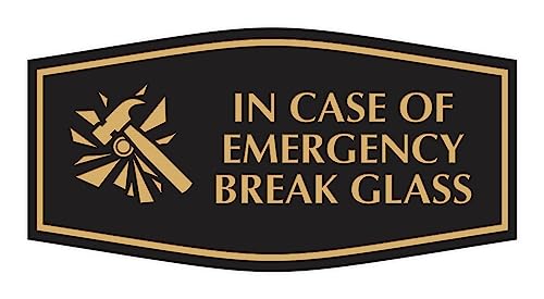 Signs ByLITA Fancy In Case of Emergency Break Glass Sign (Black/Gold) - Small