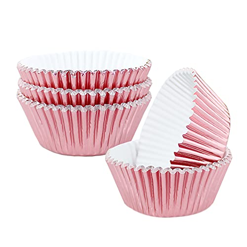 Image of Rose Gold Foil Cupcake Liners,100 Pack Metallic Baking Cups Standard Size