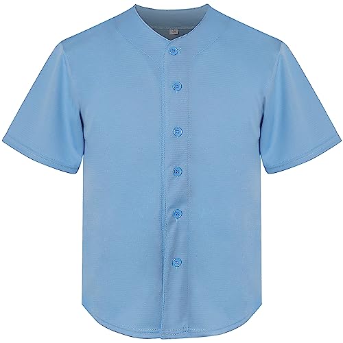 Ayoubaus Camiseta de beisebol juvenil em branco, camiseta infantil de manga curta, Azul-claro, M
