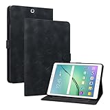 LMFULM® Hülle für Samsung Galaxy Tab S2 SM-T810 / T815 (9,7 Zoll) PU Lederhülle Tasche Hülle mit Ständer Schutzhülle Flip Cover Lotus Drucken Schwarz