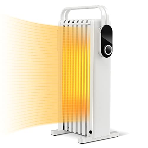 PETSITE Oil Filled Radiator Heater, 1500W Electric Space Heater with 3 Heat Settings, Overheat & Tip-Over Protection, Hanging Rack & Wheels for Home, Bedroom, Indoor Use