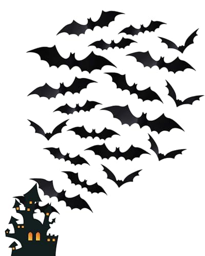 Fonyiunce 120 Pièces Halloween Decoration, Halloween 3D Chauve Souris Deco, Horreur Chauve Souris Stickers Muraux, Décoration Intérieure, Effrayant...