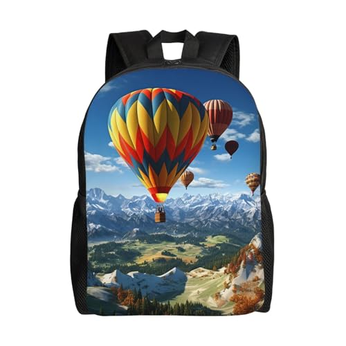 Sac à dos voyage ordinateur portable étanche et léger imprimé montgolfière sac à dos noir mixte