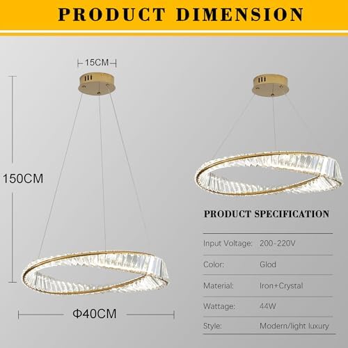 Elegante Wohnzimmerlampe mit vergoldeter Oberfläche und funkelnden Kristallen.