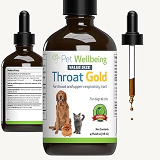 Pet Wellbeing Throat Gold for Dogs & Cats - Vet-Formulated - Soothes Throat Discomfort, Hoarseness, Leash Strain, Occasional Cough - Natural Herbal Supplement 4 oz (118 ml)