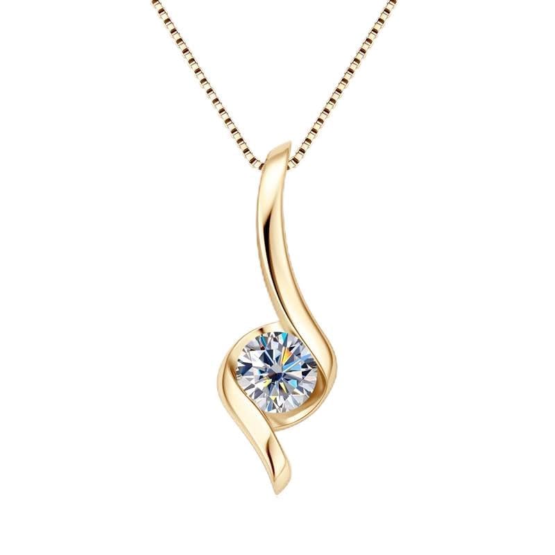 Collier moissanite anti ternissement pendentif torsadé pour peau sensible femme