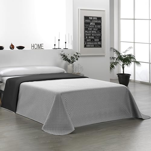 Martina Home Couvre-lit boutis réversible, 100% Polyester, Gris Noir, lit de 90 cm
