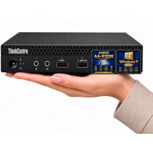 Image of Lenovo ThinkCentre Mini Desktop PC with AMD Processor & Graphics, 16GB DDR4 RAM, 128GB SSD, Windows 11, Wi-Fi, Bluetooth, 2X DisplayPort, RJ-45 Port, USB, for Daily Work, Wired Keyboard & Mouse