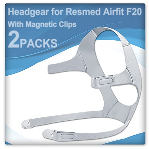 2Packs Replacement CPAP Headgear for Airfit F20 with Clips, 2Packs Replacement Headgear Compatible with AirFit F20(Standard),Flexible Headgear Elasticity, Great-Value Supplies by Medihealer.