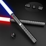 Oueyes Lightsabers Metal Hilt Light Sabers RGB 16 Colors 2 in 1 Dueling Type-C Rechargeable Sword for Adult Kids Halloween Thanksgiving Christmas New Year Cosplay Gift Toys (Black)