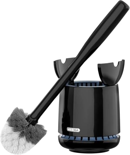 Image of MR.SIGA Toilet Bowl Brush and Holder, Premium Quality, with Solid Handle and Durable Bristles for Bathroom Cleaning, Black, (Pack of 12)