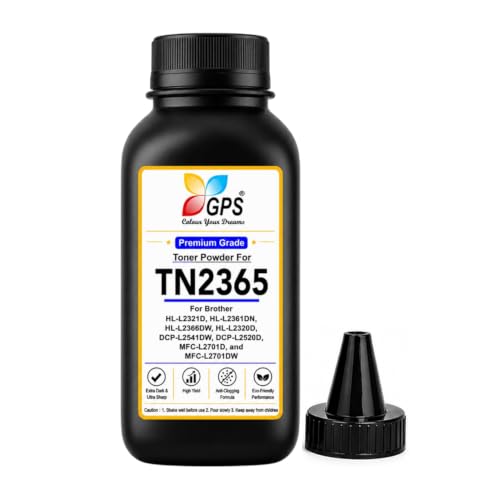 Image of GPS TN-2365 Toner Refill Powder Compatible for Brother HL-L2321D, DCP-L2541DW, DCP-L2520D, MFC-L2701DW, HL-L2361DN | Black | Pack of 1 (100g) | Page Yield: 2,600 Pages