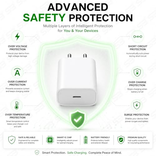 Image of SB 20W USB-C Fast Charger for iPhone, Power Delivery Wall Adapter, Type-C PD Charging Adapter Compatible with iPhone 14, 13, 12, 11, XR, iPad & AirPods